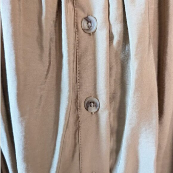 Future Collective Khaki Ruched Button-Front Midi Sundress Medium - Picture 3 of 8